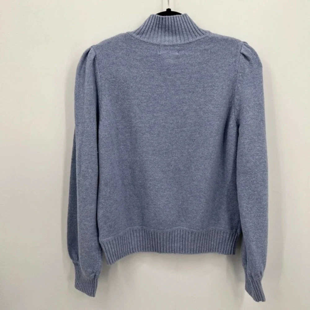 Universal Thread Sweater 1/4 Zip Puff Sleeve Mock Neck Pullover - Picture 6 of 10